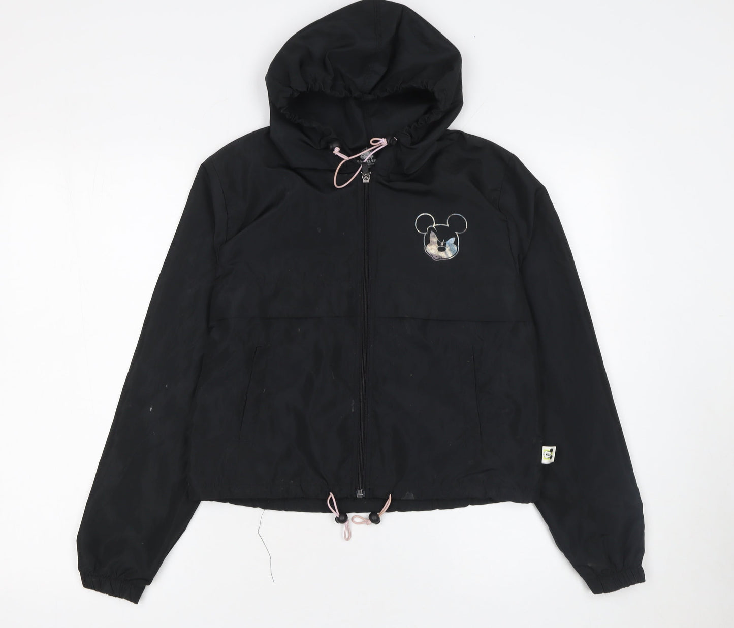Disney Women’s Black XS Mickey Mouse Hooded Windbreaker Jacket