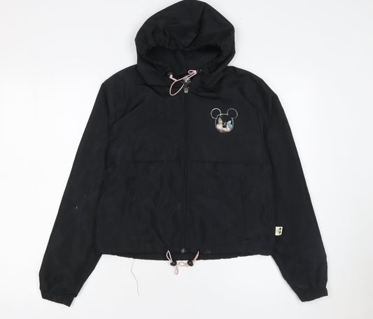 Disney Women’s Black XS Mickey Mouse Hooded Windbreaker Jacket