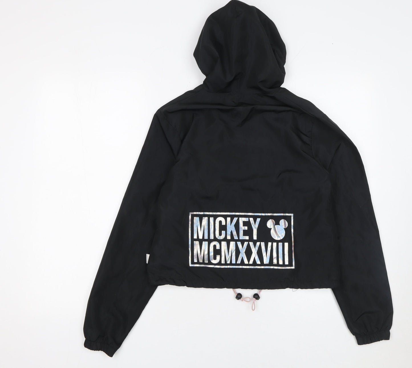 Disney Women’s Black XS Mickey Mouse Hooded Windbreaker Jacket