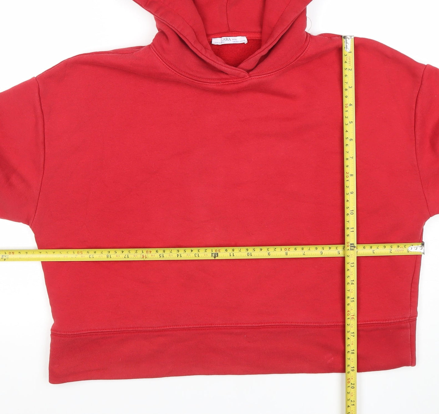 Zara Women Red Pullover Hoodie Basic Cotton Blend Size M