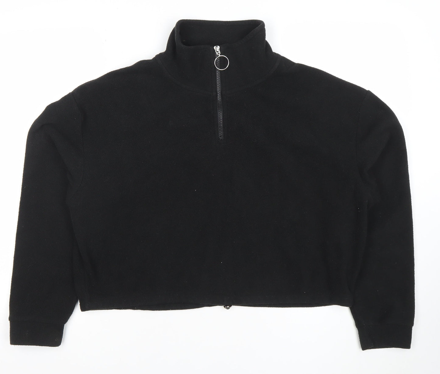 Brave Soul London Women's Black 1/4 Zip Fleece Pullover Sweatshirt M
