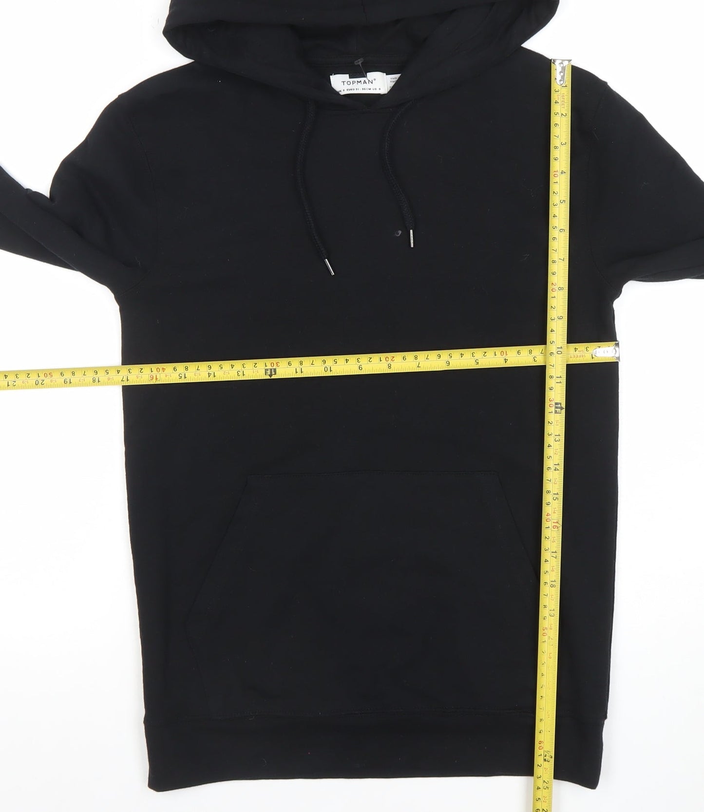 Topman Mens Black Regular Fit Pullover Hoodie Size S