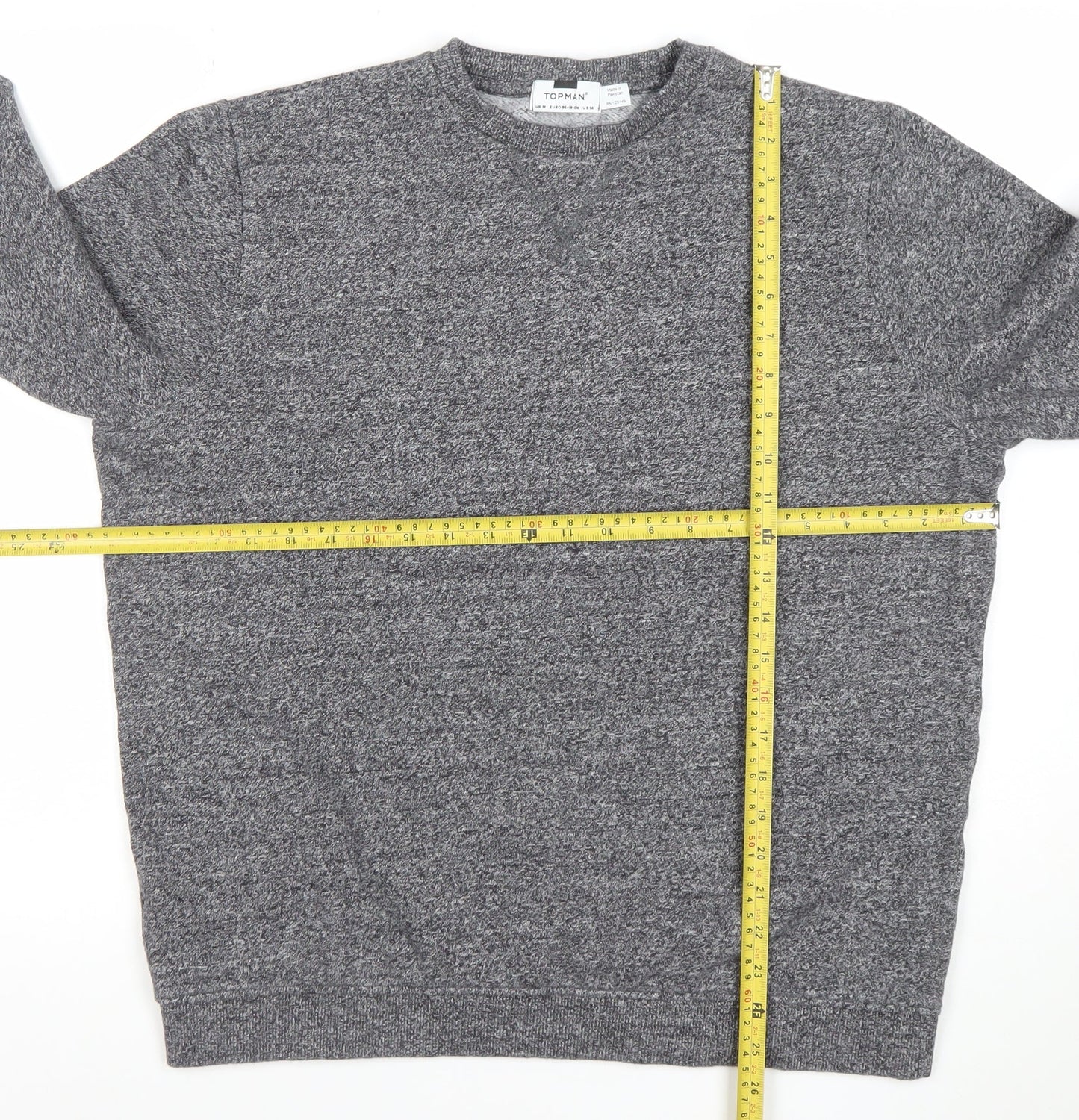 Topman Men's Grey Knit Crew Neck Sweatshirt Size M