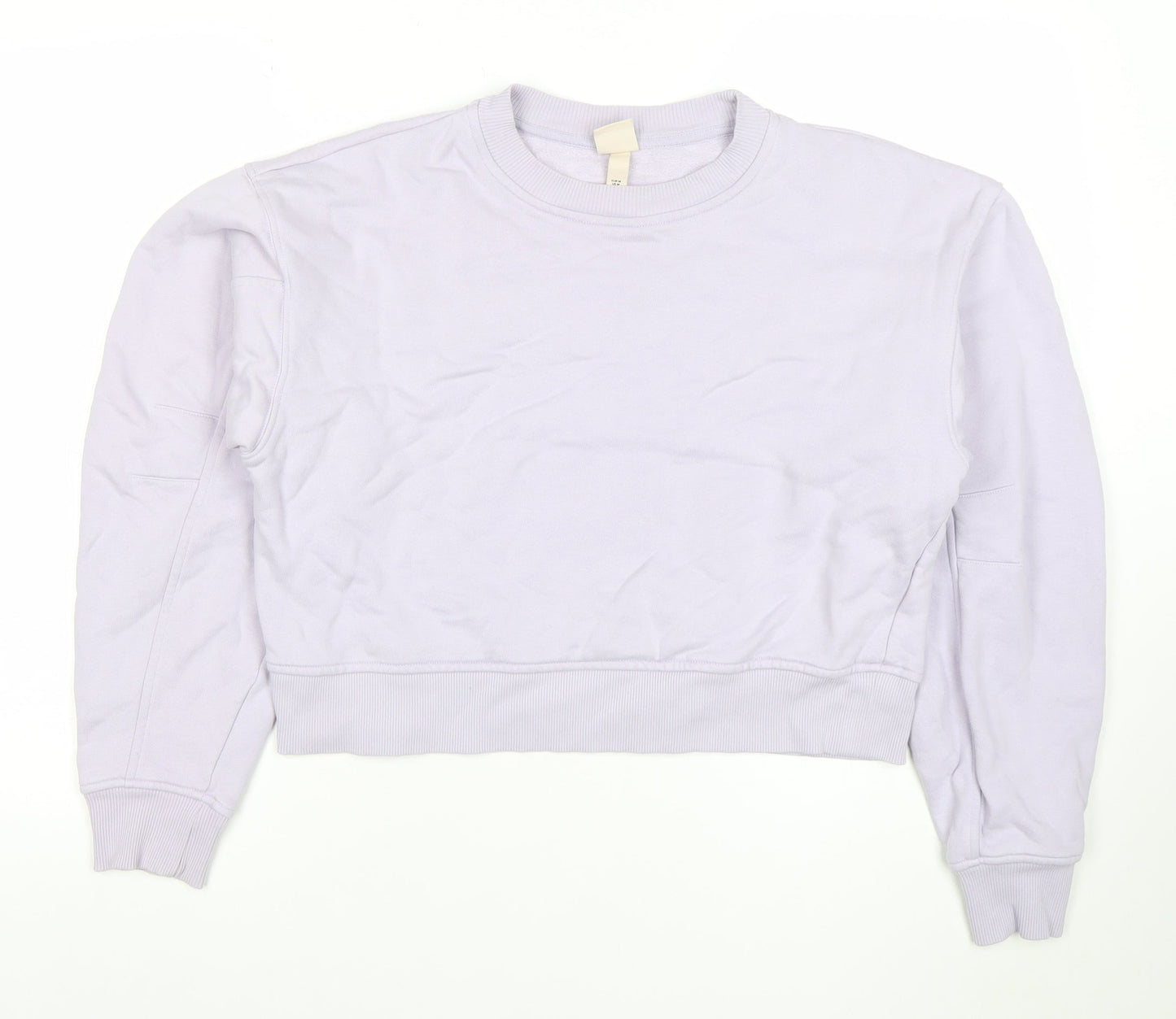 H&M Women Light Purple Cotton Crew Neck Pullover Sweatshirt M