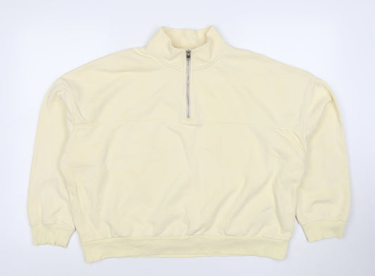 Marks and Spencer Women Beige 1/4 Zip Pullover Sweatshirt Size L