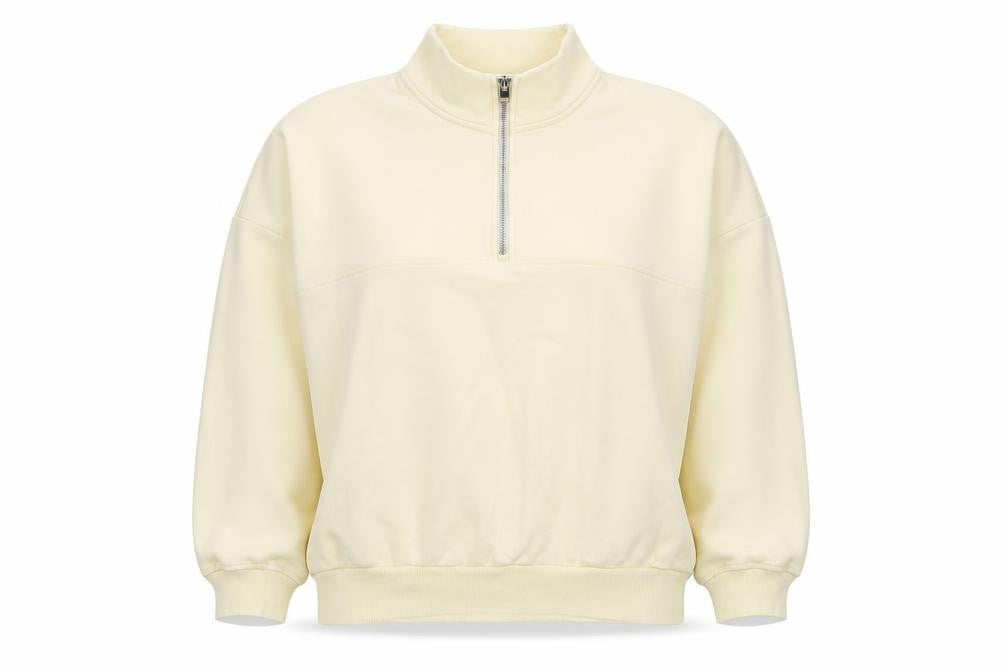 Marks & Spencer Women Beige 1/4 Zip Pullover Sweatshirt Size L