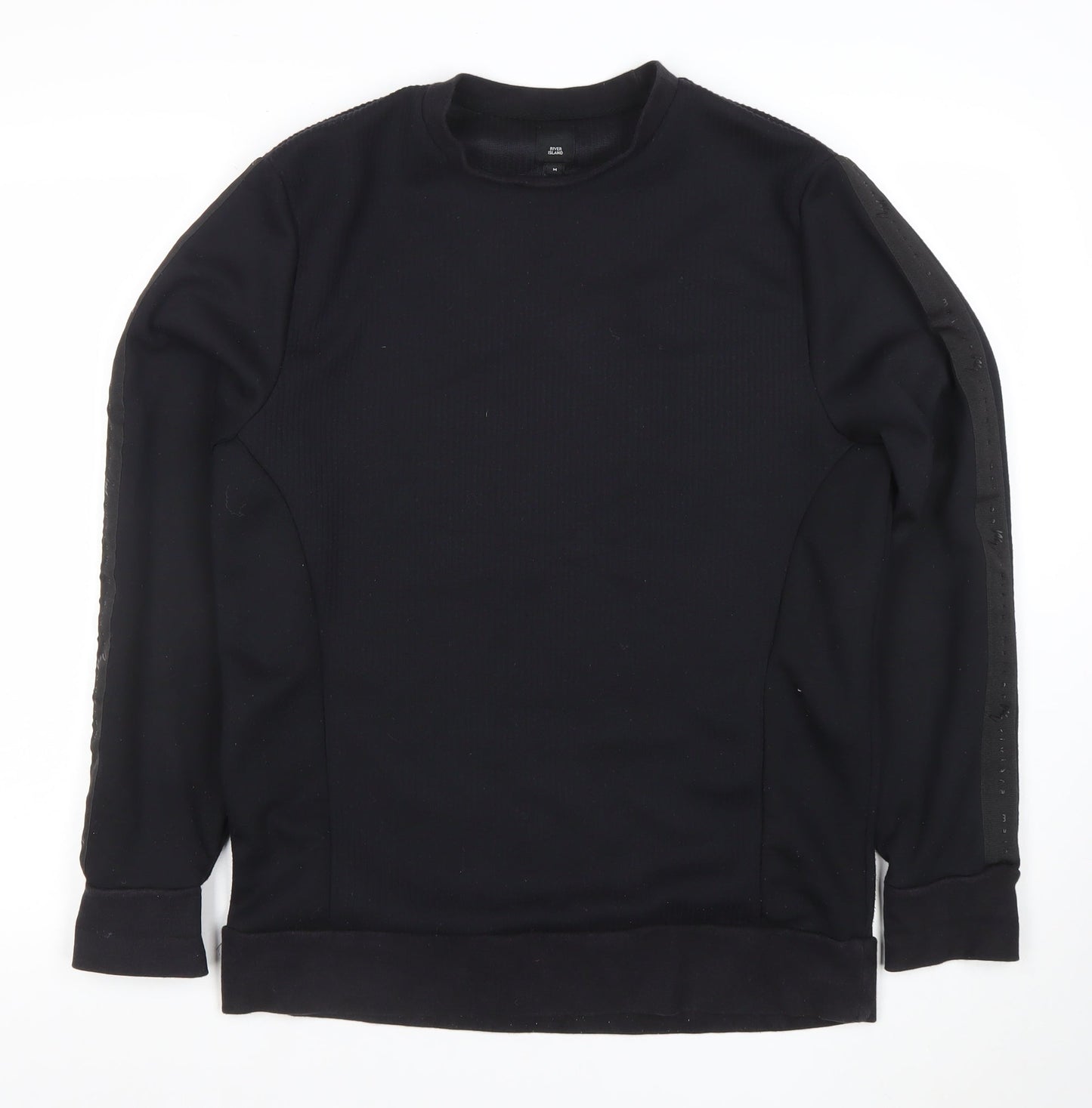 River Island Men's Black Crew Neck Pullover Sweatshirt Size M