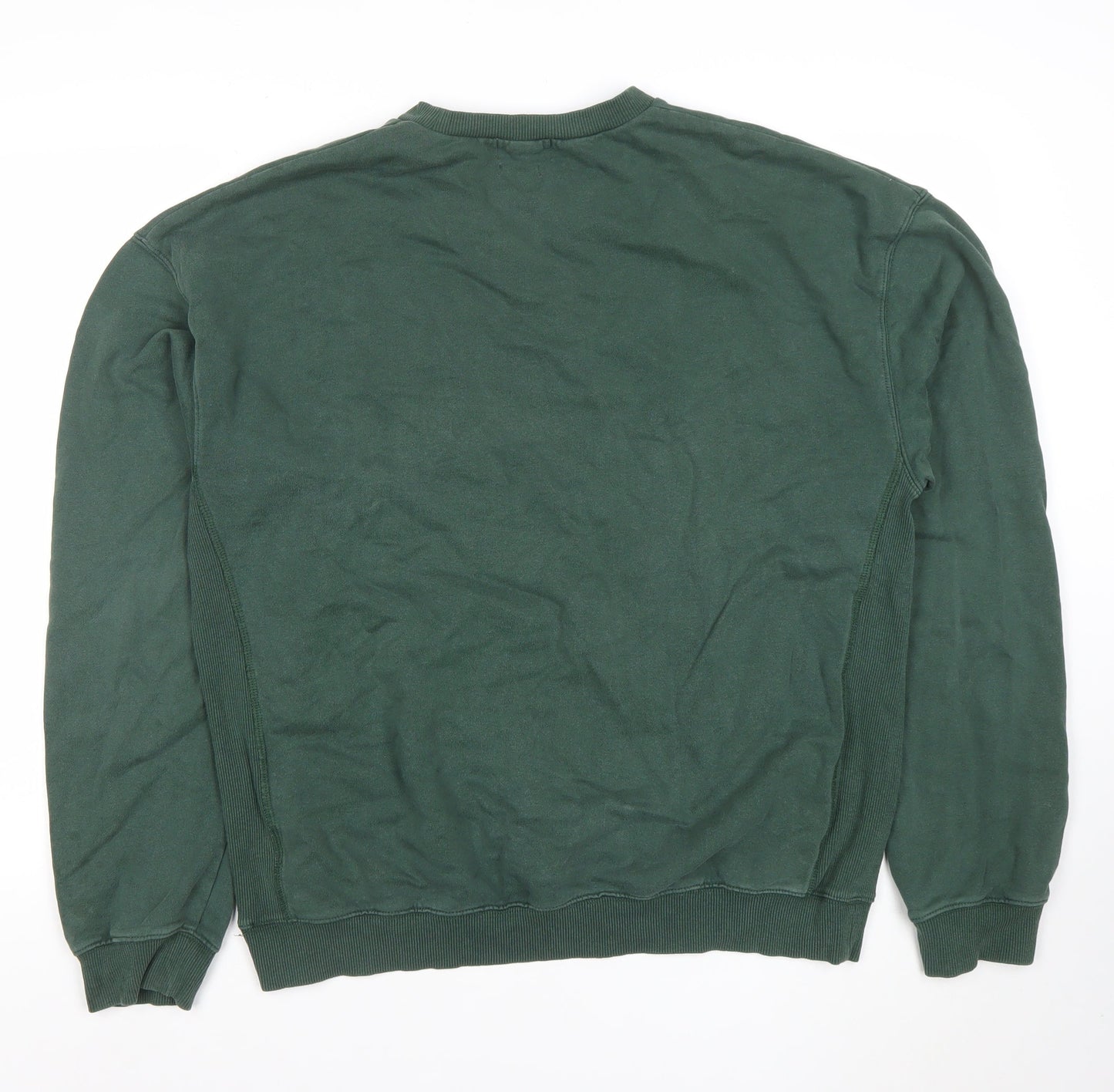 Topman Men’s Green Oversized Crew Neck Cotton Sweatshirt M