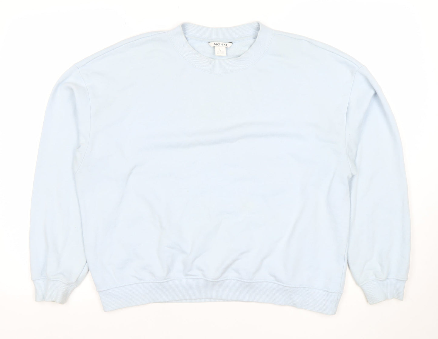 Monki Women Light Blue Cotton Blend Crew Neck Sweatshirt M