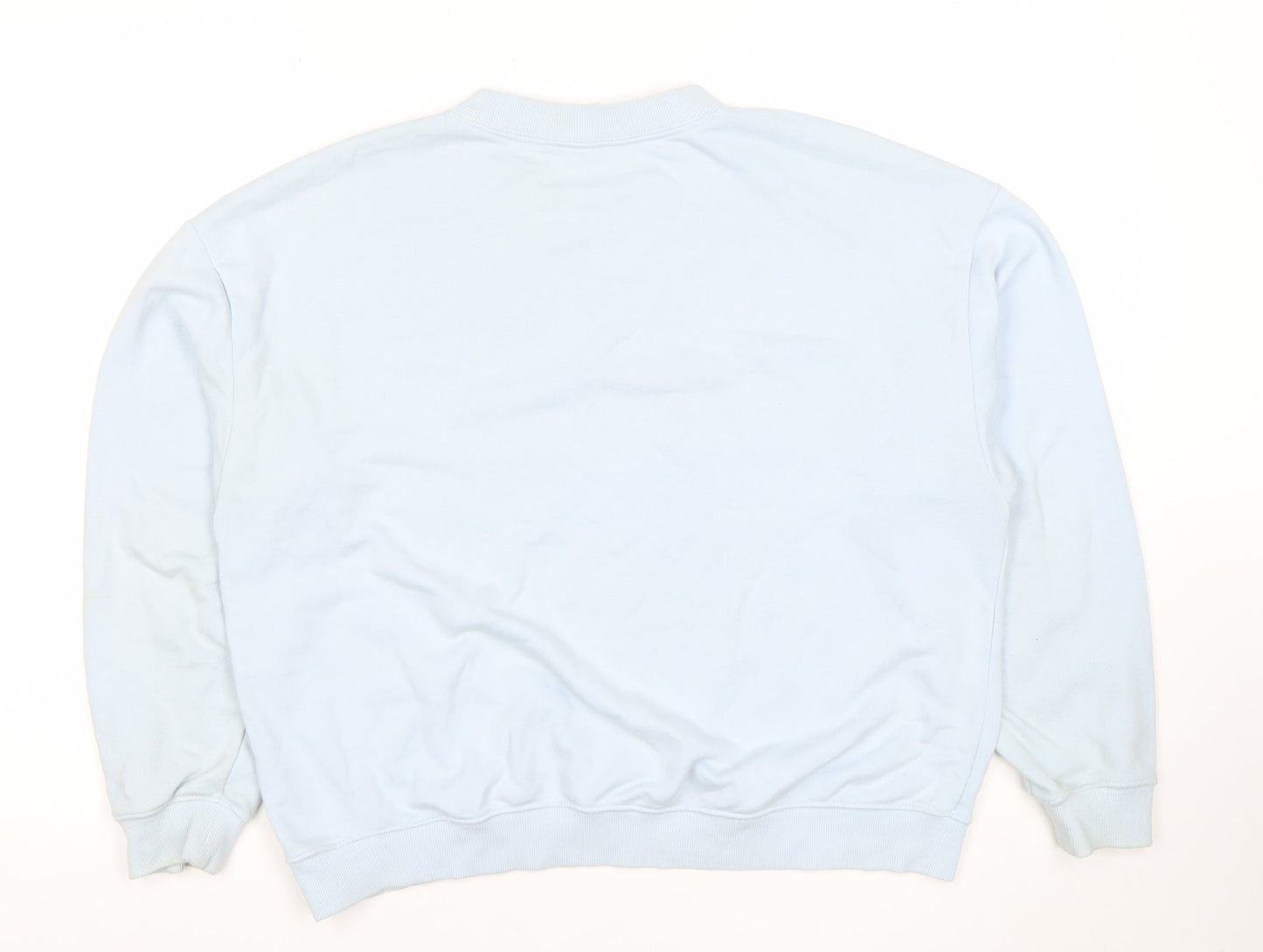 Monki Women Light Blue Cotton Blend Crew Neck Sweatshirt M