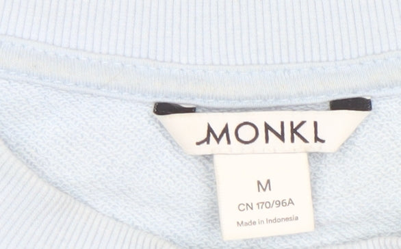 Monki Women Light Blue Cotton Blend Crew Neck Sweatshirt M