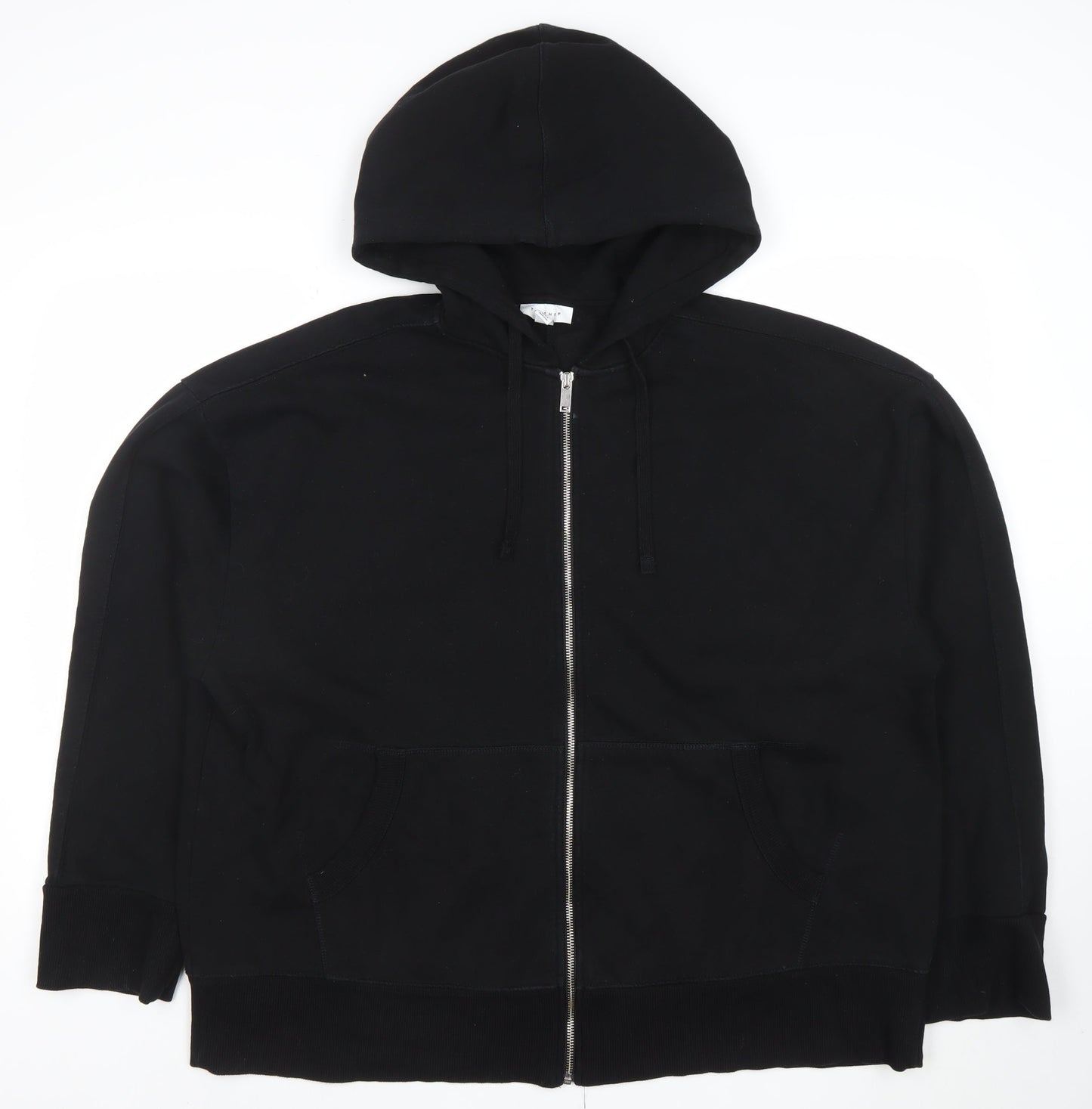 Topshop Women's Black Full Zip Hoodie S UK 8-10 Cotton Blend