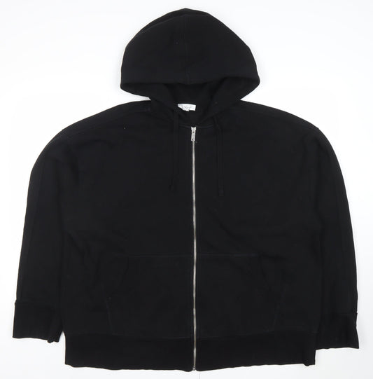 Topshop Women's Black Full Zip Hoodie S UK 8-10 Cotton Blend