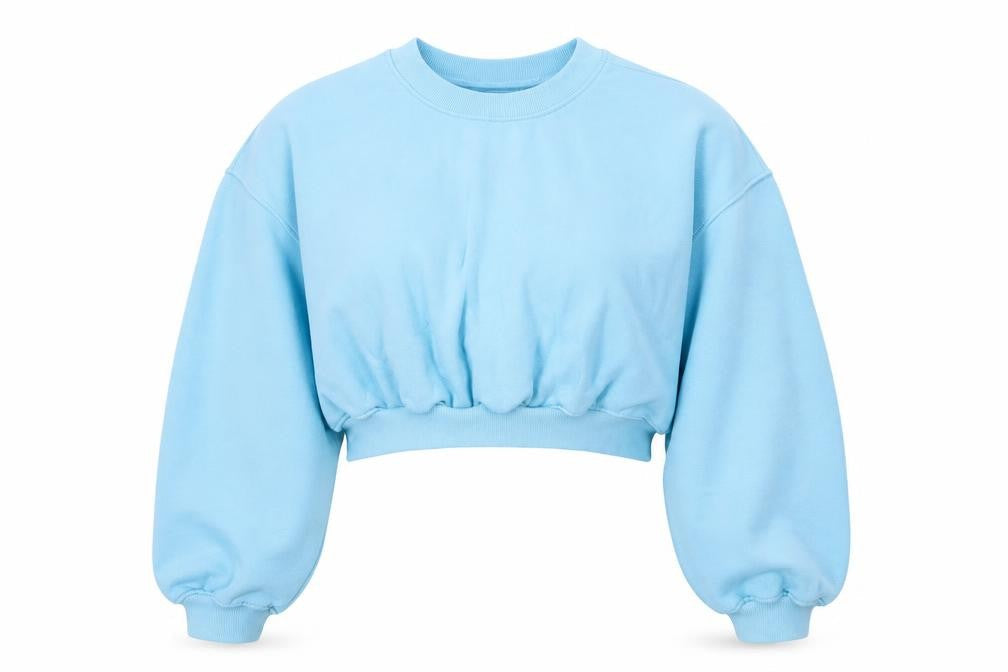 H&M Divided Women Blue Cropped Pullover Sweatshirt Size L