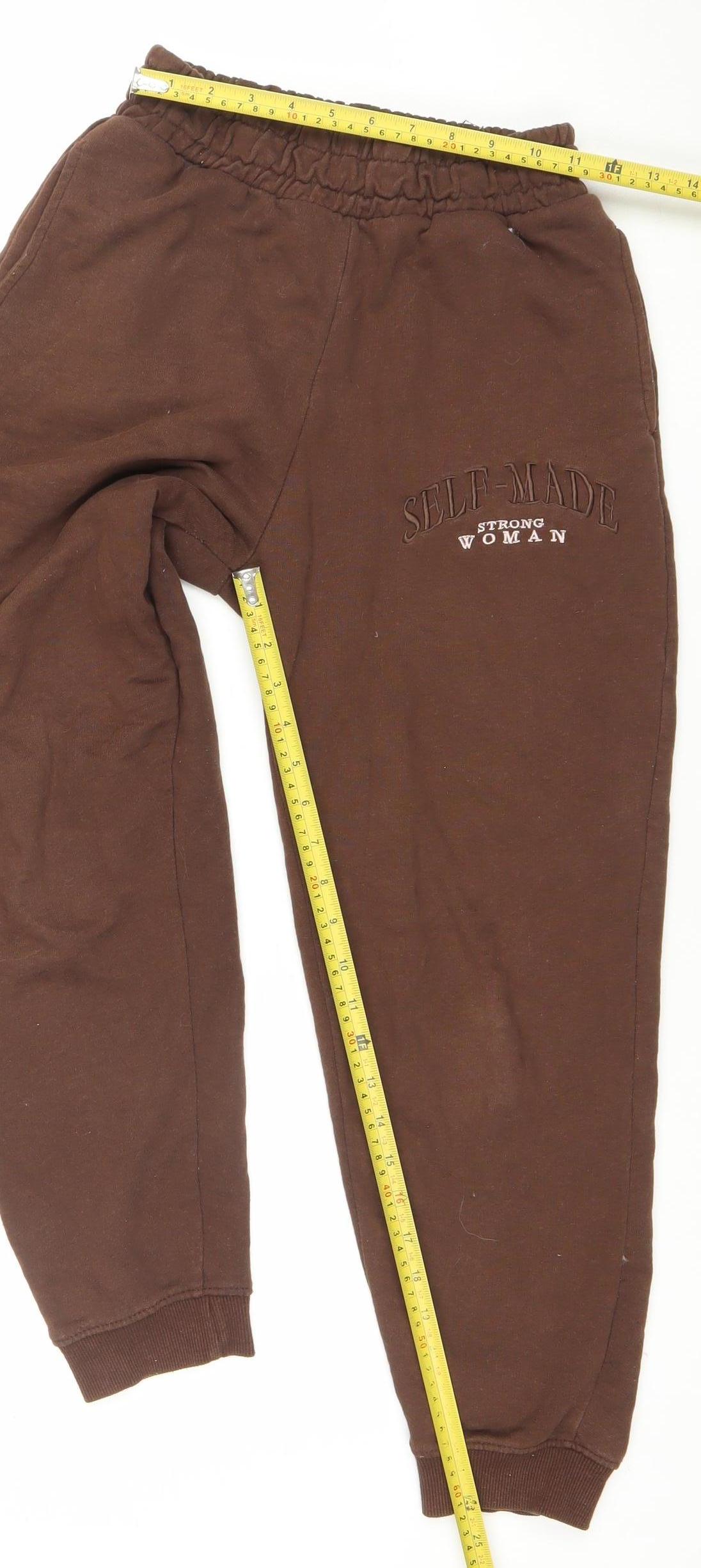 Bershka Women Brown Jogger Sweatpants S Cotton Blend Fleece
