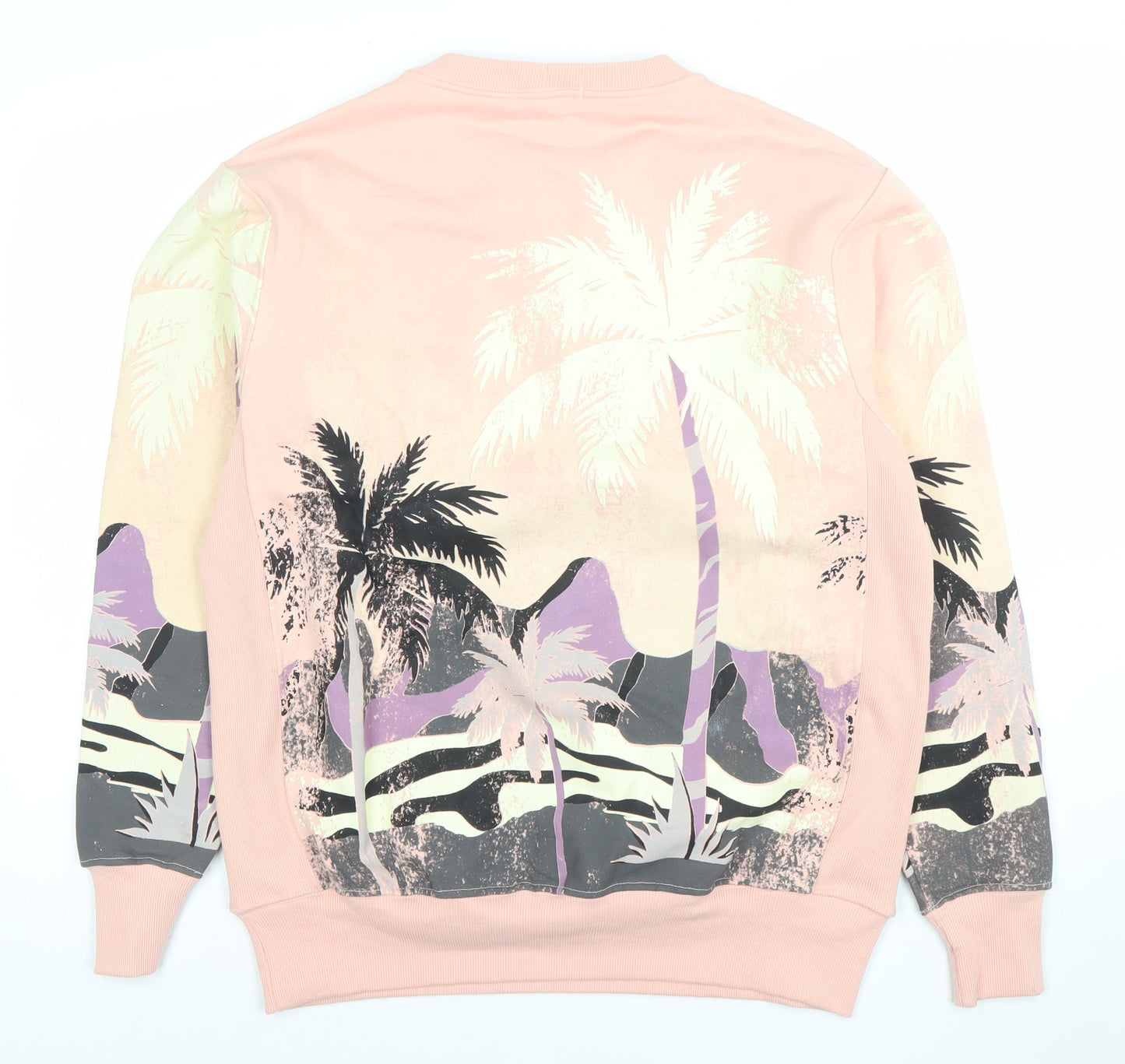 BAW Clothing Men's Pink Tropical Graphic Pullover Sweatshirt M