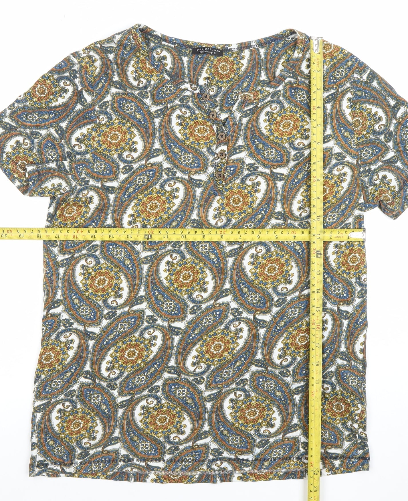 Calliope Womens Multicoloured Paisley Viscose Henley T-Shirt M