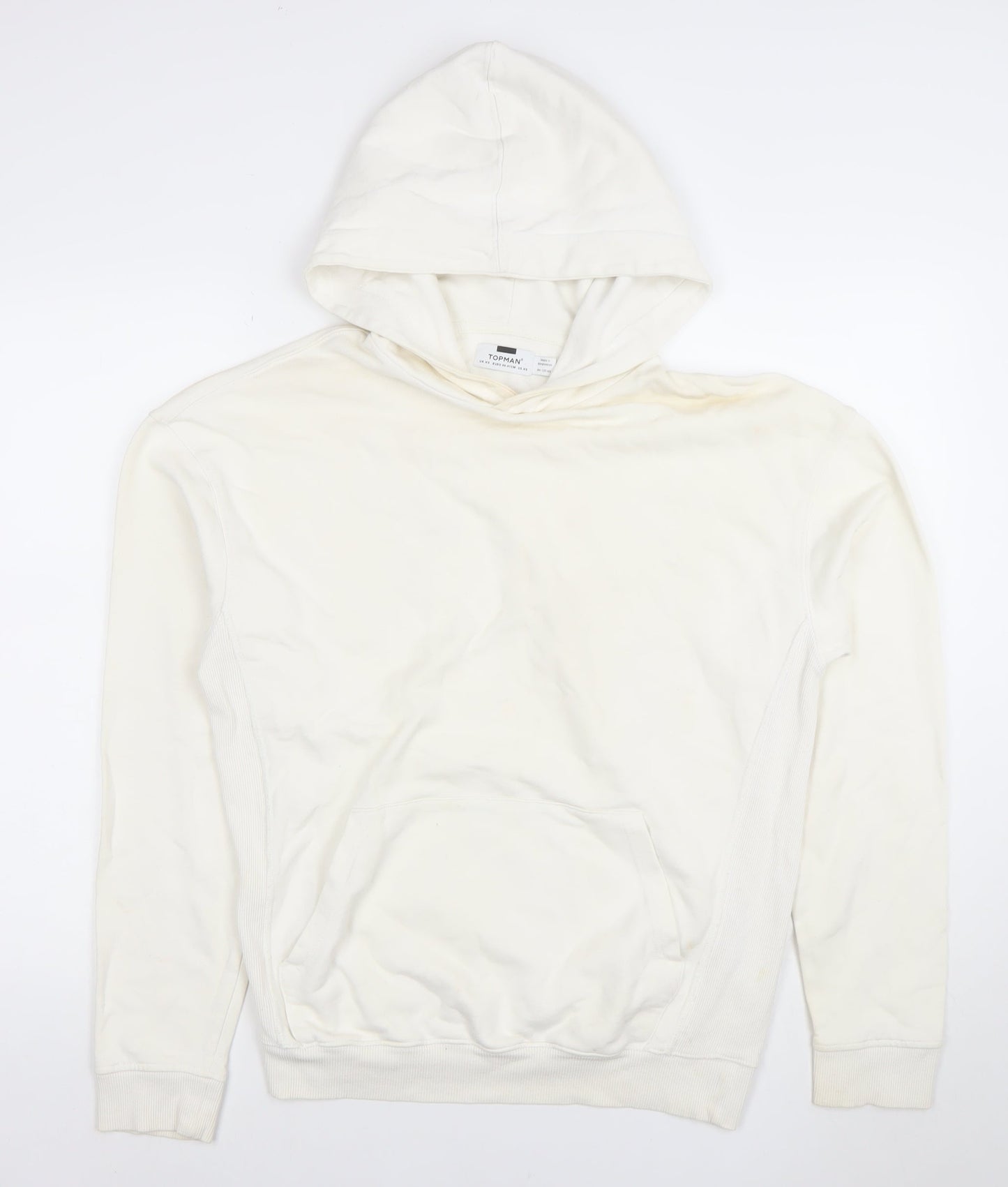 Topman Men's White Pullover Hoodie XS Cotton Jersey
