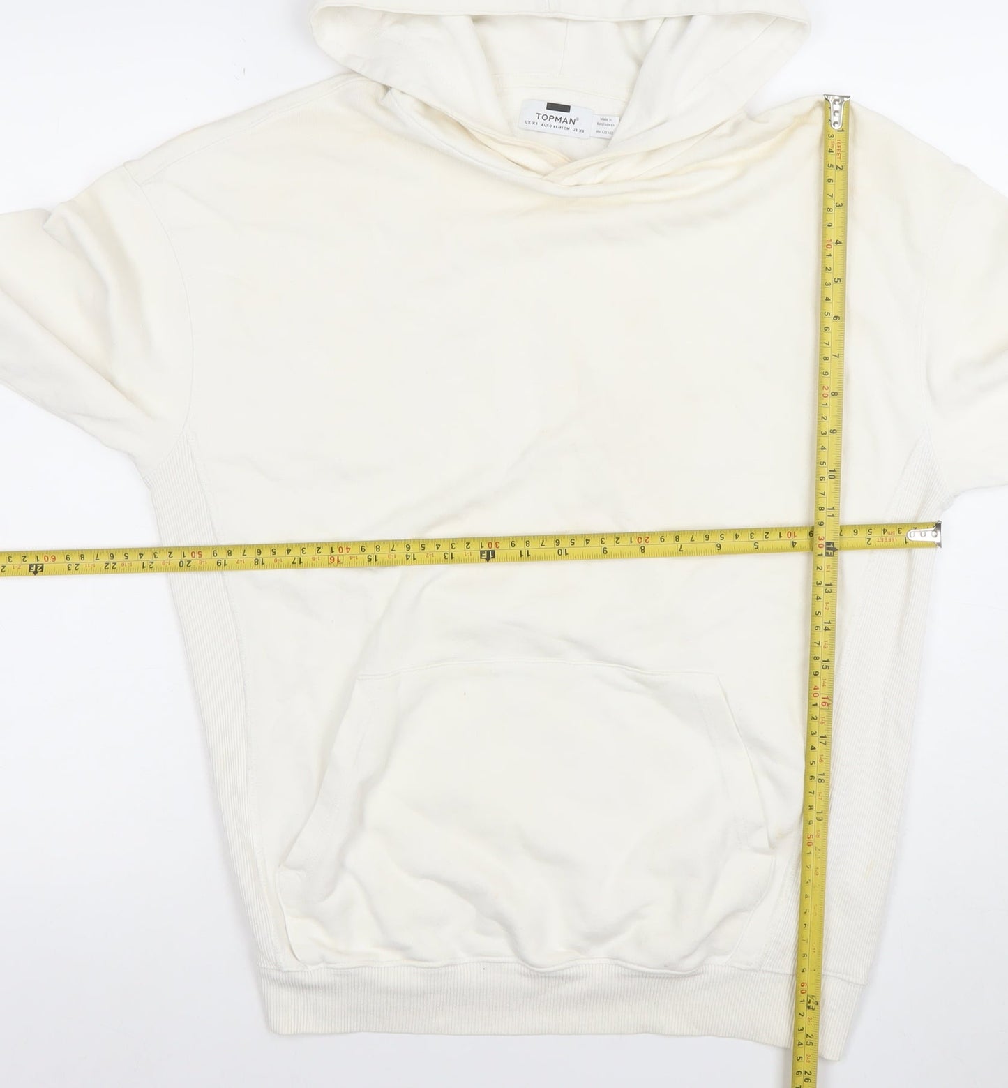 Topman Men's White Pullover Hoodie XS Cotton Jersey