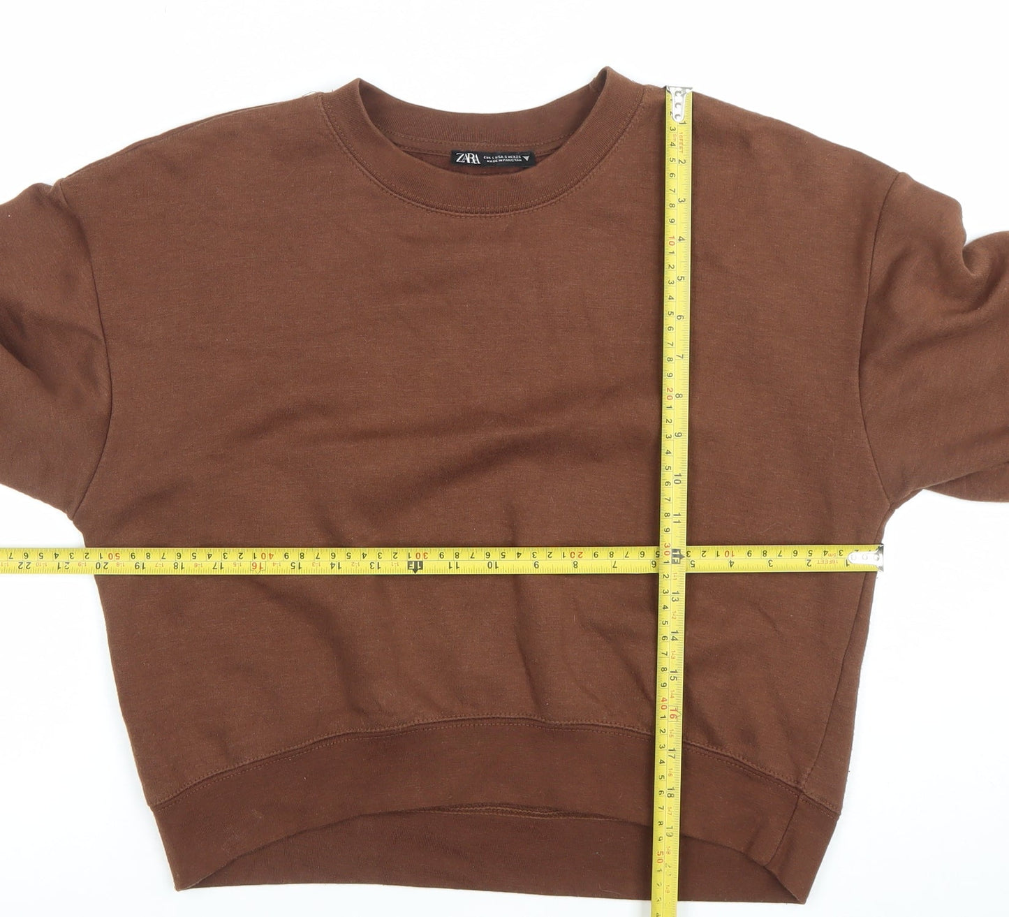 Zara Women Brown Size S Crew Neck Pullover Sweatshirt