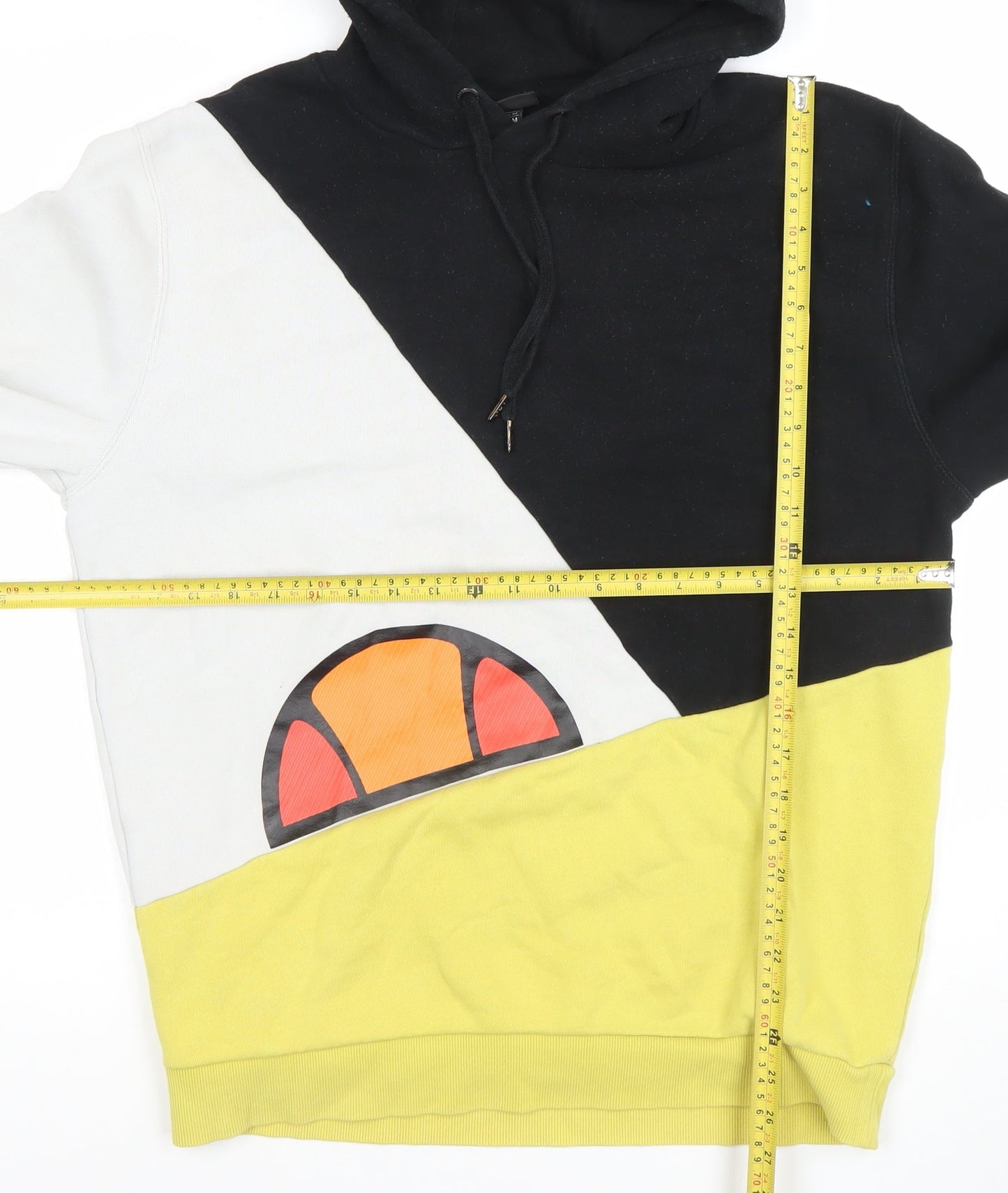 Ellesse Men's Black White Yellow Pullover Hoodie M Sports Style