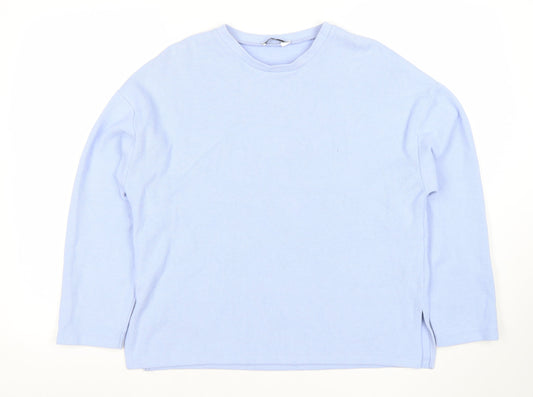 Stradivarius Women Blue Small Crew Neck Long Sleeve Pullover Sweatshirt