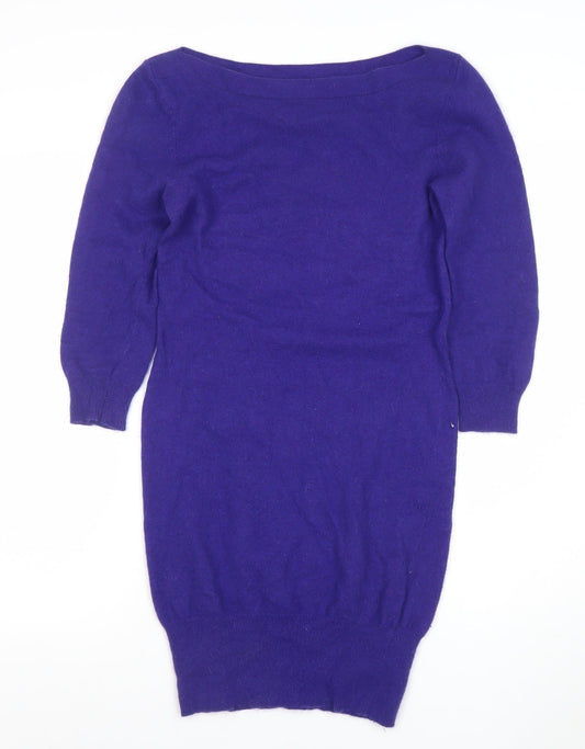 Marks and Spencer Women Purple Wool Angora Knit Bodycon Dress Size 6