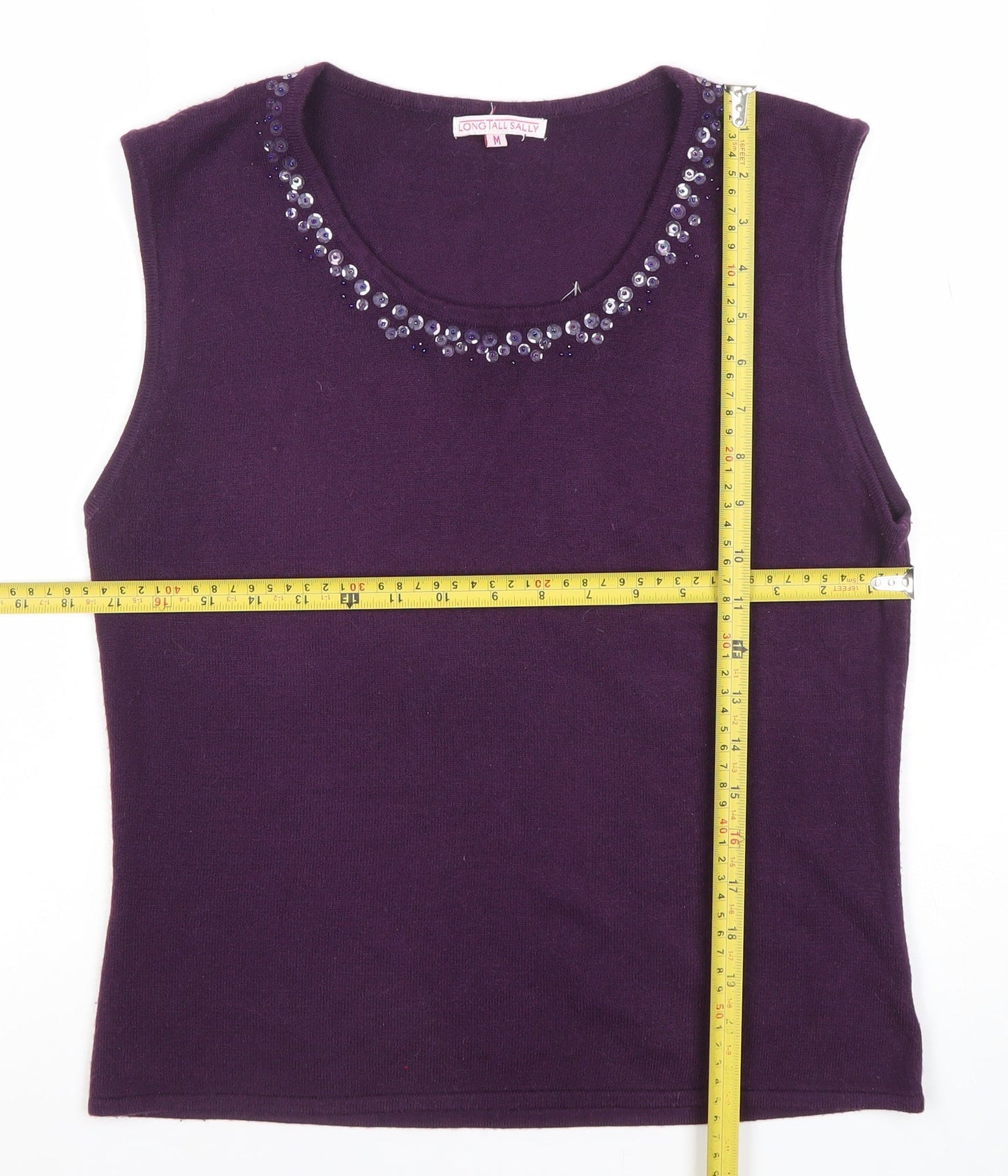 Long Tall Sally Women’s Purple Beaded Sleeveless Knit Tank Top M