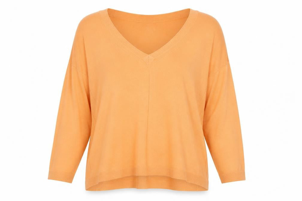 Next Women's Orange V-Neck Relaxed Knit Long Sleeve Blouse Size 20