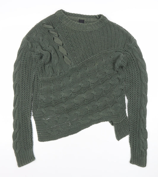River Island Women’s Green Chunky Cable-Knit Jumper UK 6