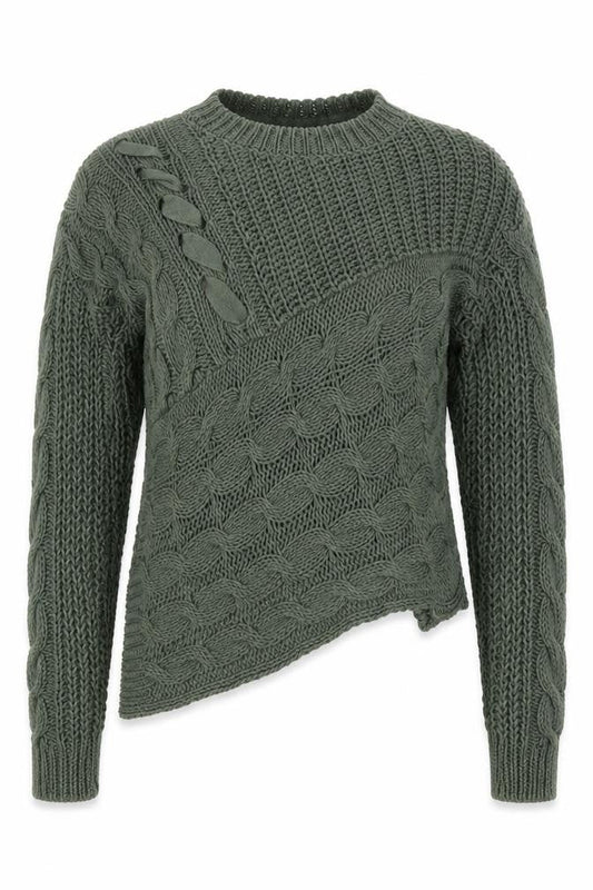 River Island Women’s Green Chunky Cable-Knit Jumper UK 6