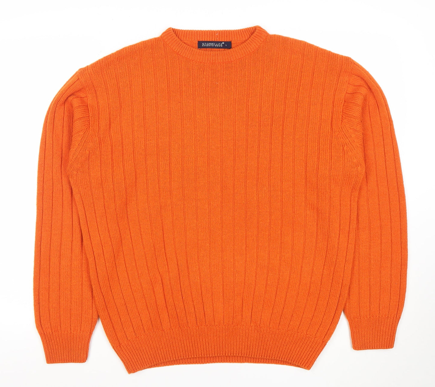 Stormylife Sportswear Women's Orange Ribbed Crew Neck Pullover Jumper Size L