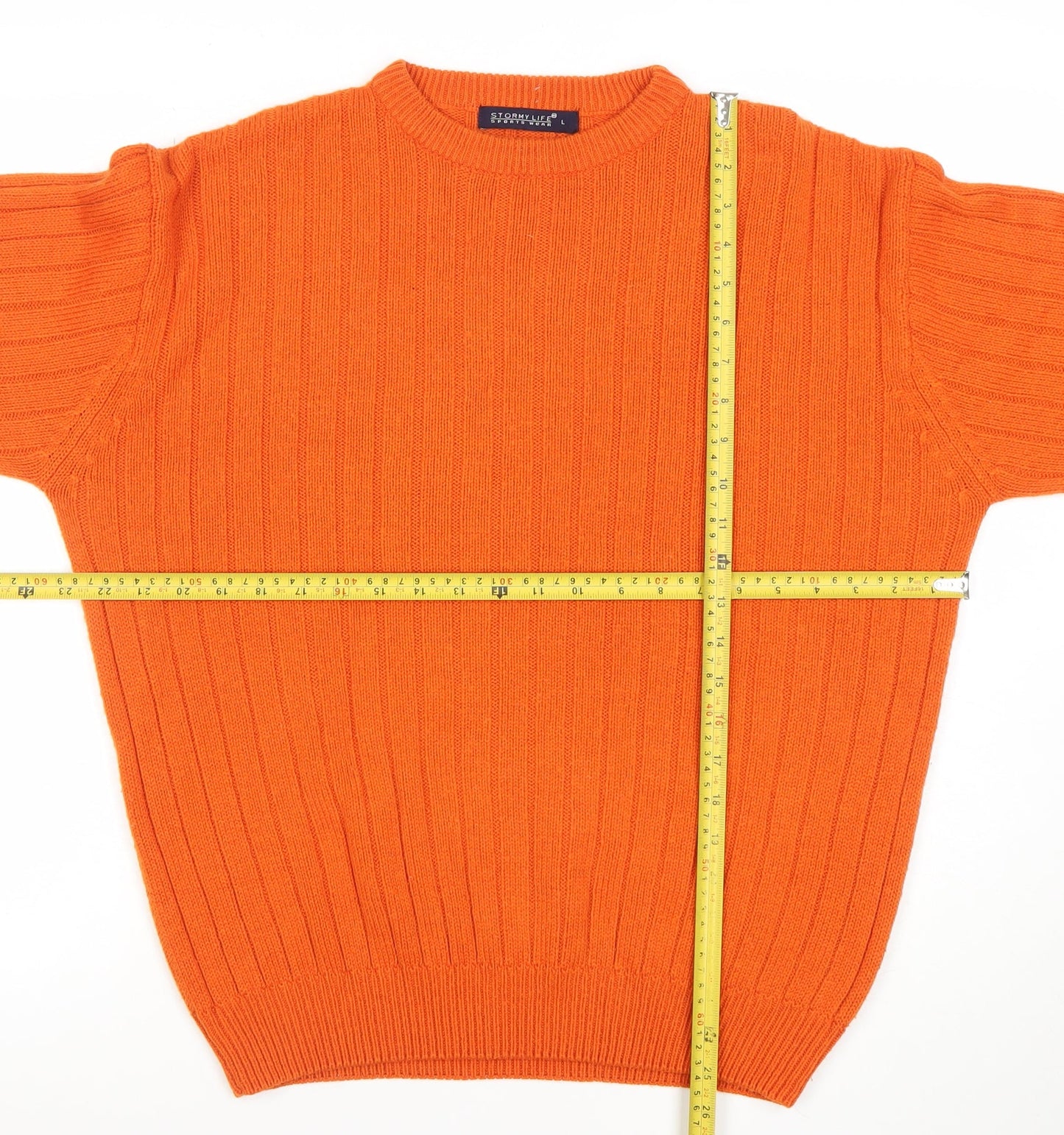 Stormylife Sportswear Women's Orange Ribbed Crew Neck Pullover Jumper Size L