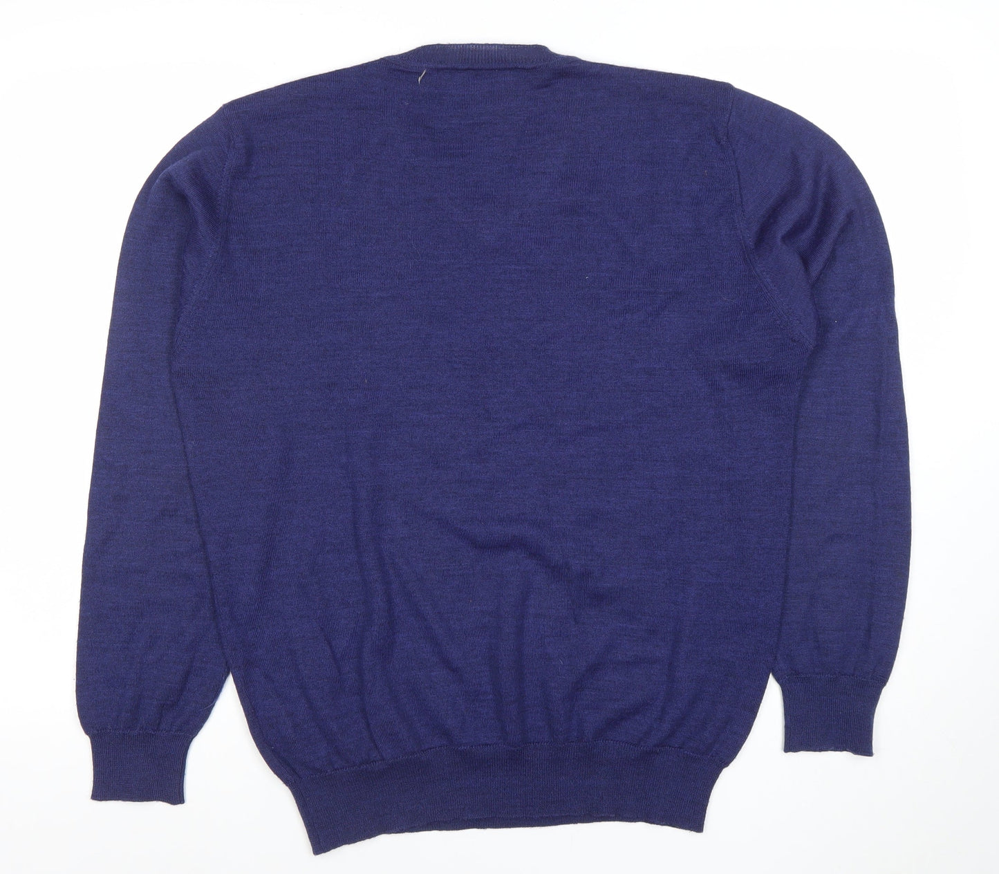River Island Women's Blue Merino Wool Blend V-Neck Jumper Size L