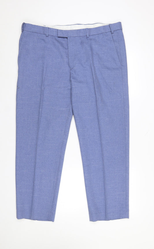 Dunnes Stores Men's Blue 40W 29L Polyester Dress Trousers Classic Fit