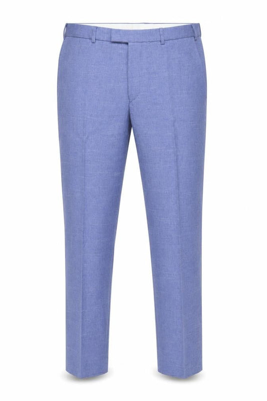 Front view of Dunnes Men's Blue 40W 29L Polyester Dress Trousers Classic Fit