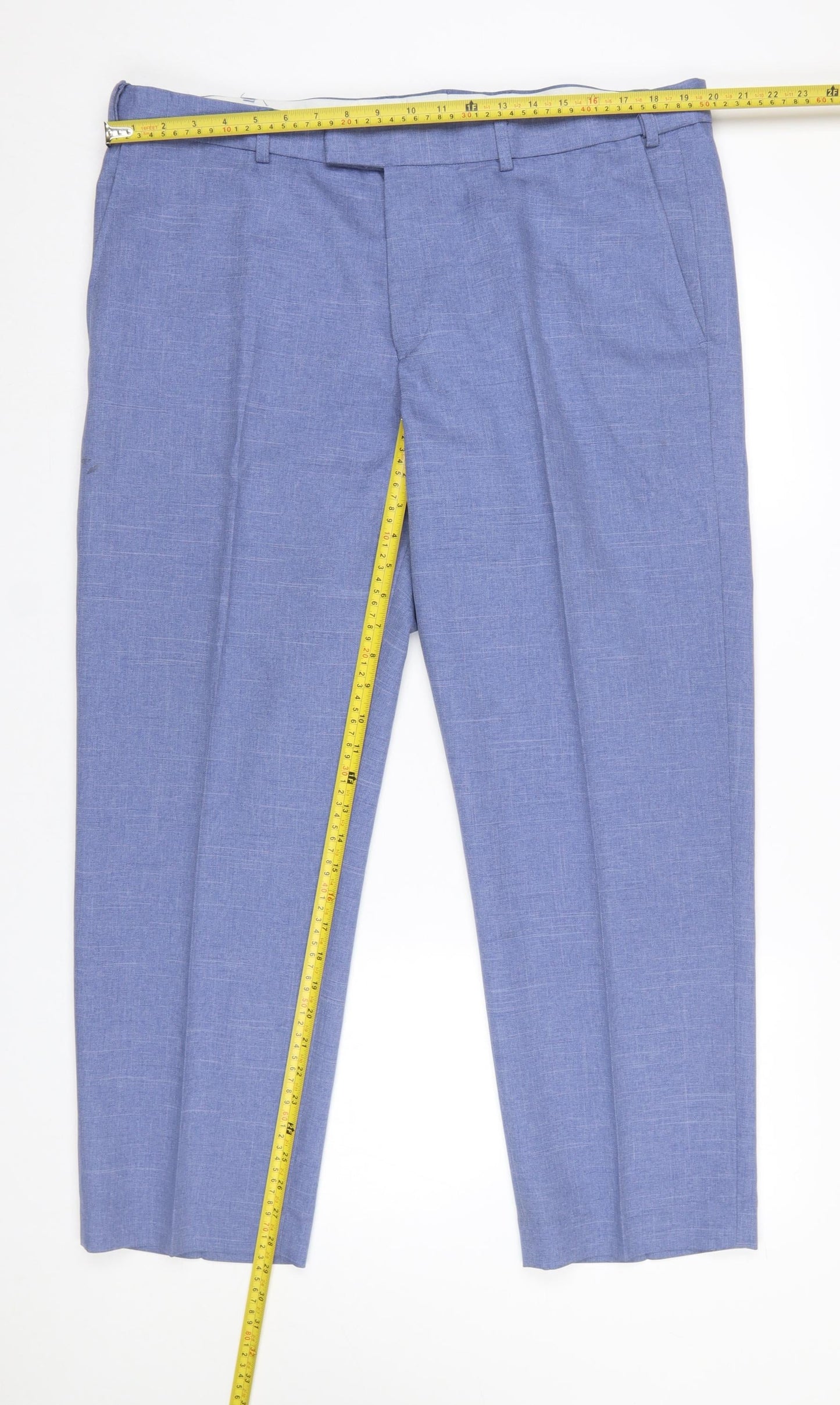 Dunnes Stores Men's Blue 40W 29L Polyester Dress Trousers Classic Fit