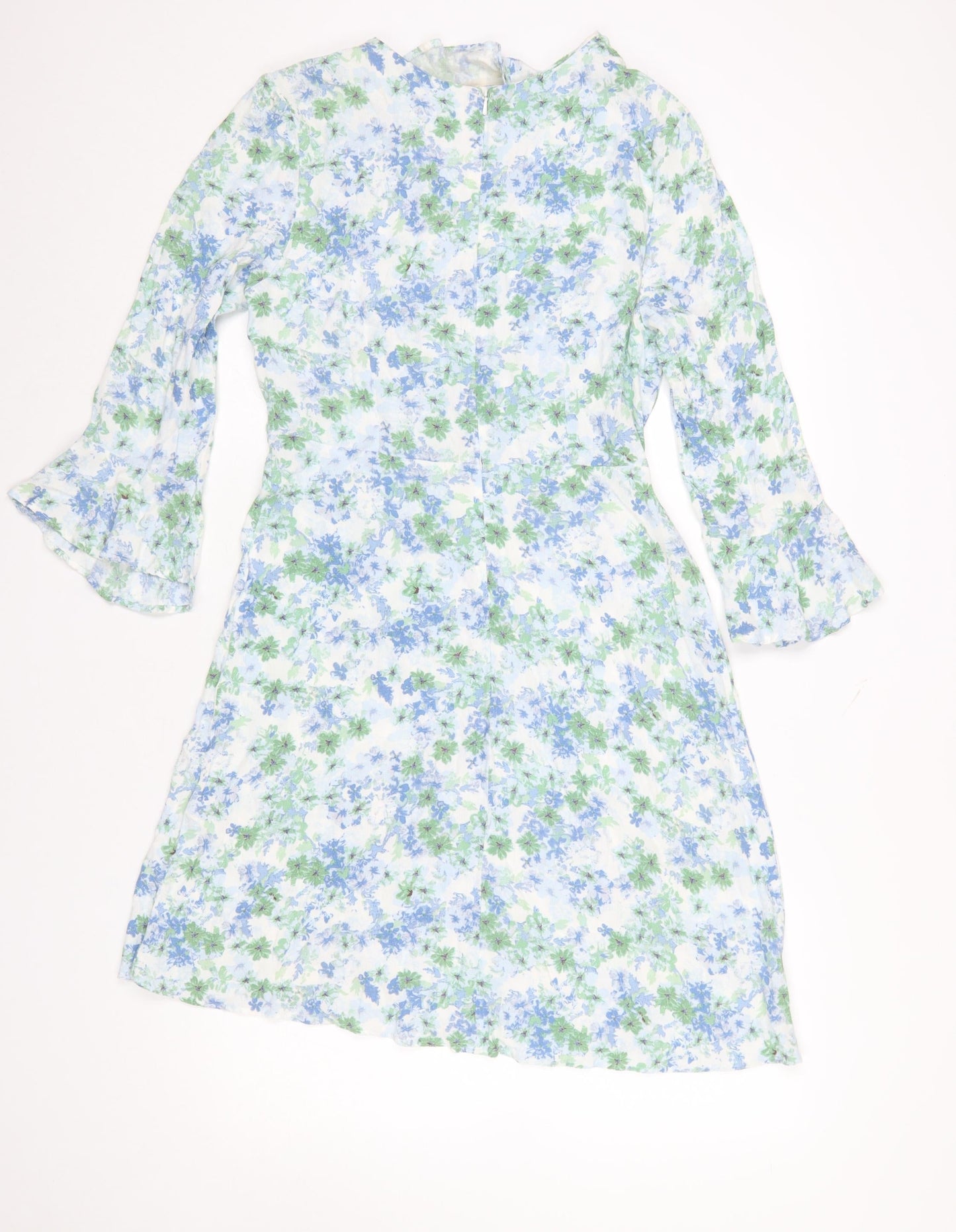 Marks and Spencer Women Blue Floral A-Line Knee Length Dress Size 12