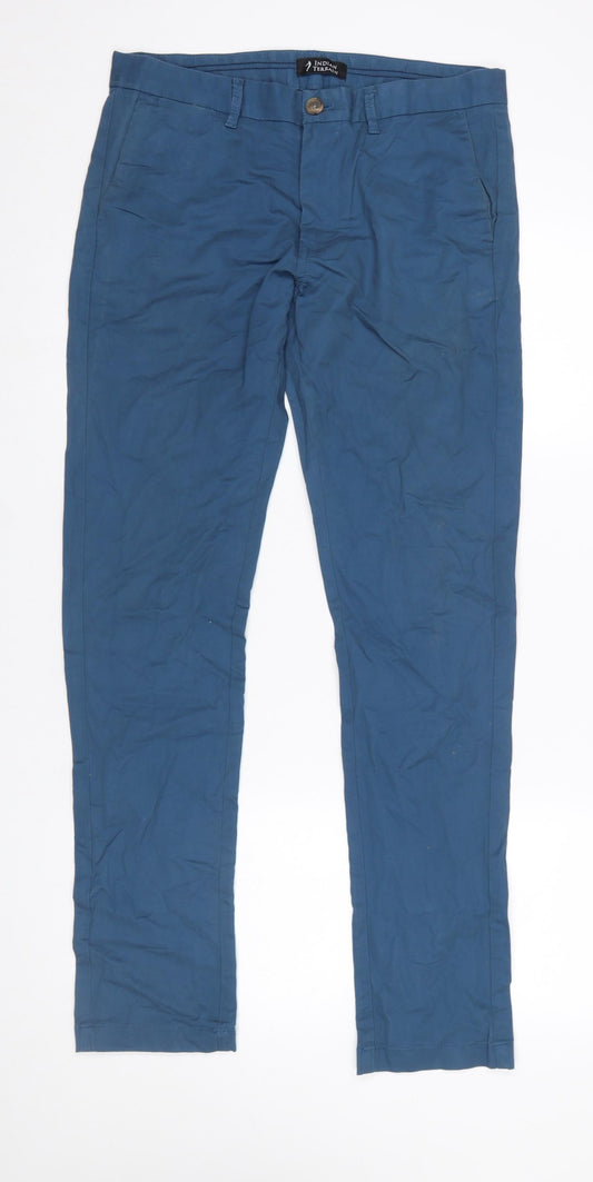 Indian Terrain Men's Blue Slim Fit Chino Trousers Size 32W