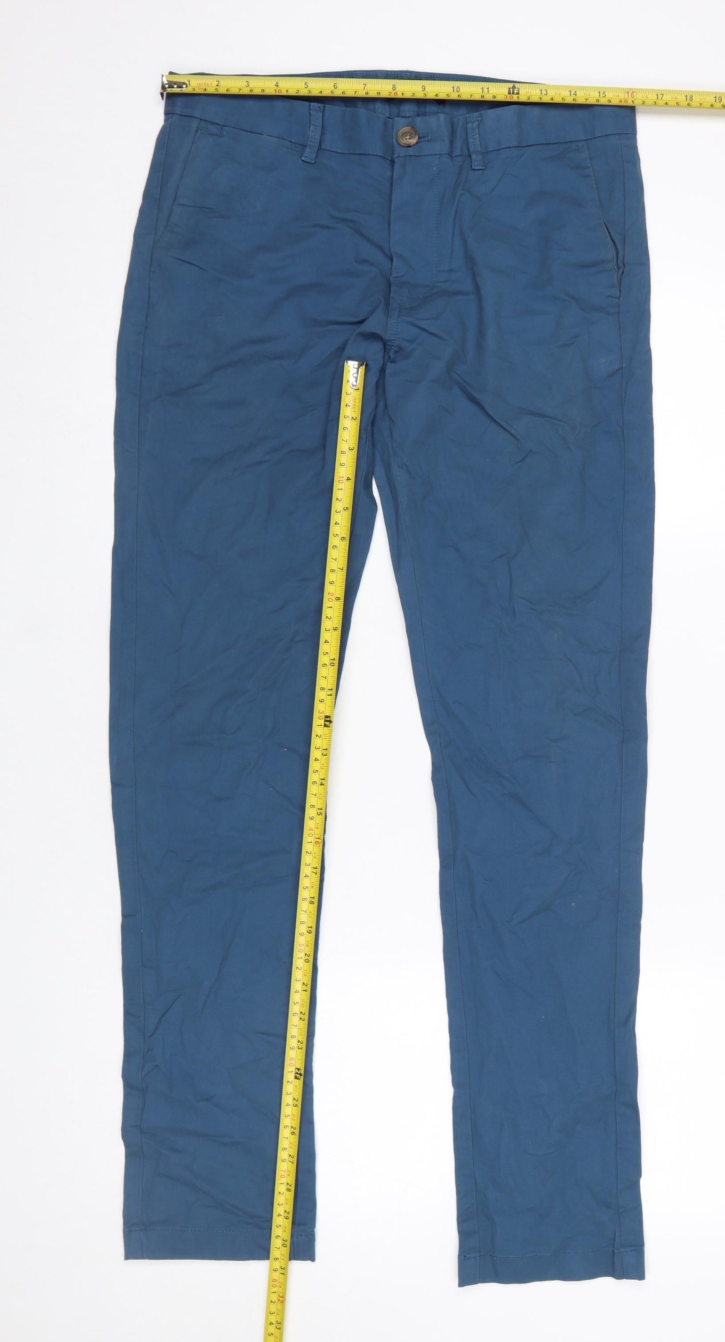 Indian Terrain Men's Blue Slim Fit Chino Trousers Size 32W