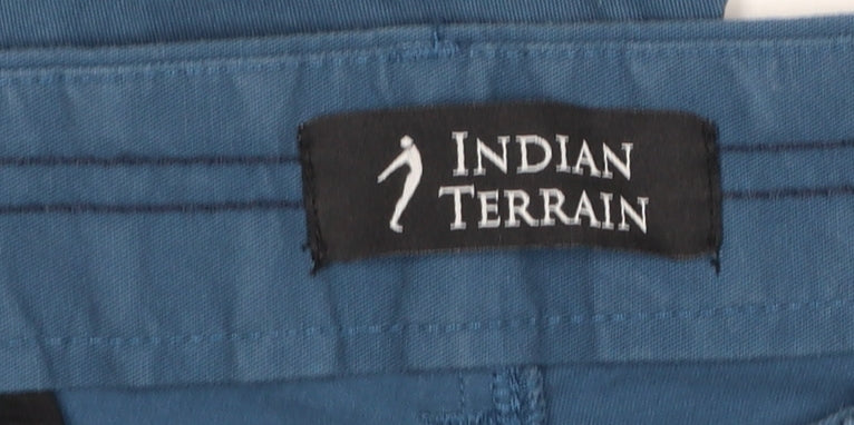 Indian Terrain Men's Blue Slim Fit Chino Trousers Size 32W
