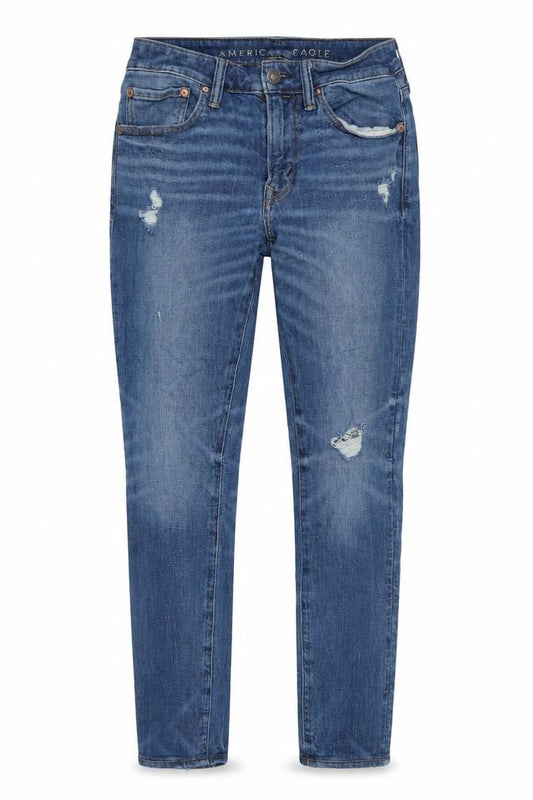 American Eagle Womens Blue Distressed Skinny Jeans Size 31 Regular
