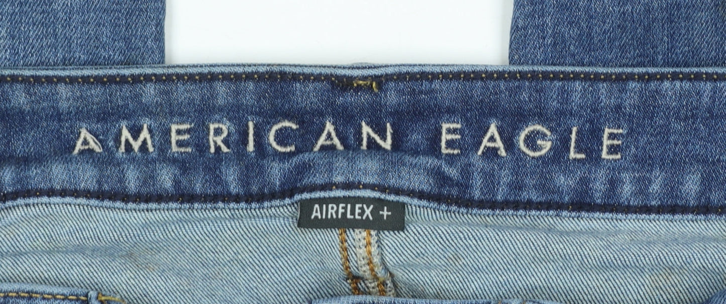American Eagle Womens Blue Distressed Skinny Jeans Size 31 Regular