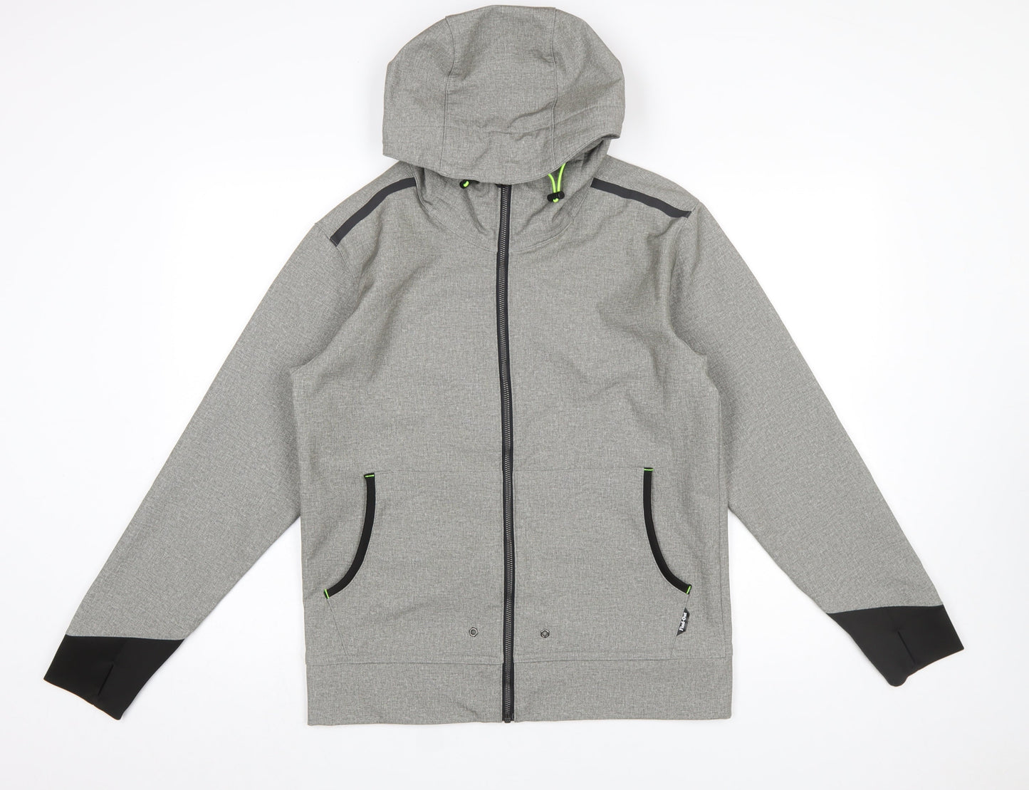 Find-Out Men's Grey Softshell Hooded Windbreaker Jacket Size M
