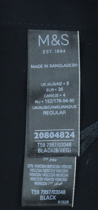 Marks and Spencer Women’s Black Size 8 Pencil Work Skirt