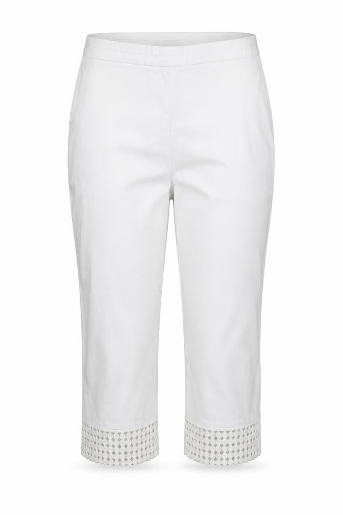 Zac & Rachel Women's White UK 12 Cropped Lace Hem Trousers
