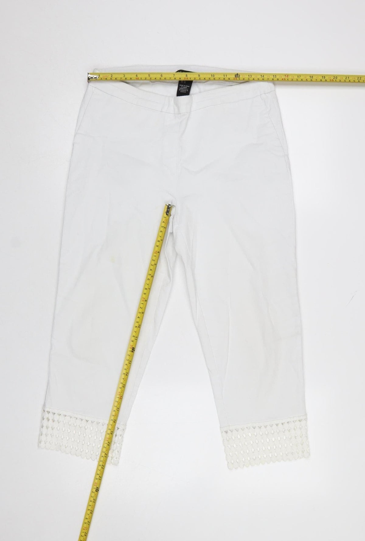 Zac & Rachel Women's White UK 12 Cropped Lace Hem Trousers