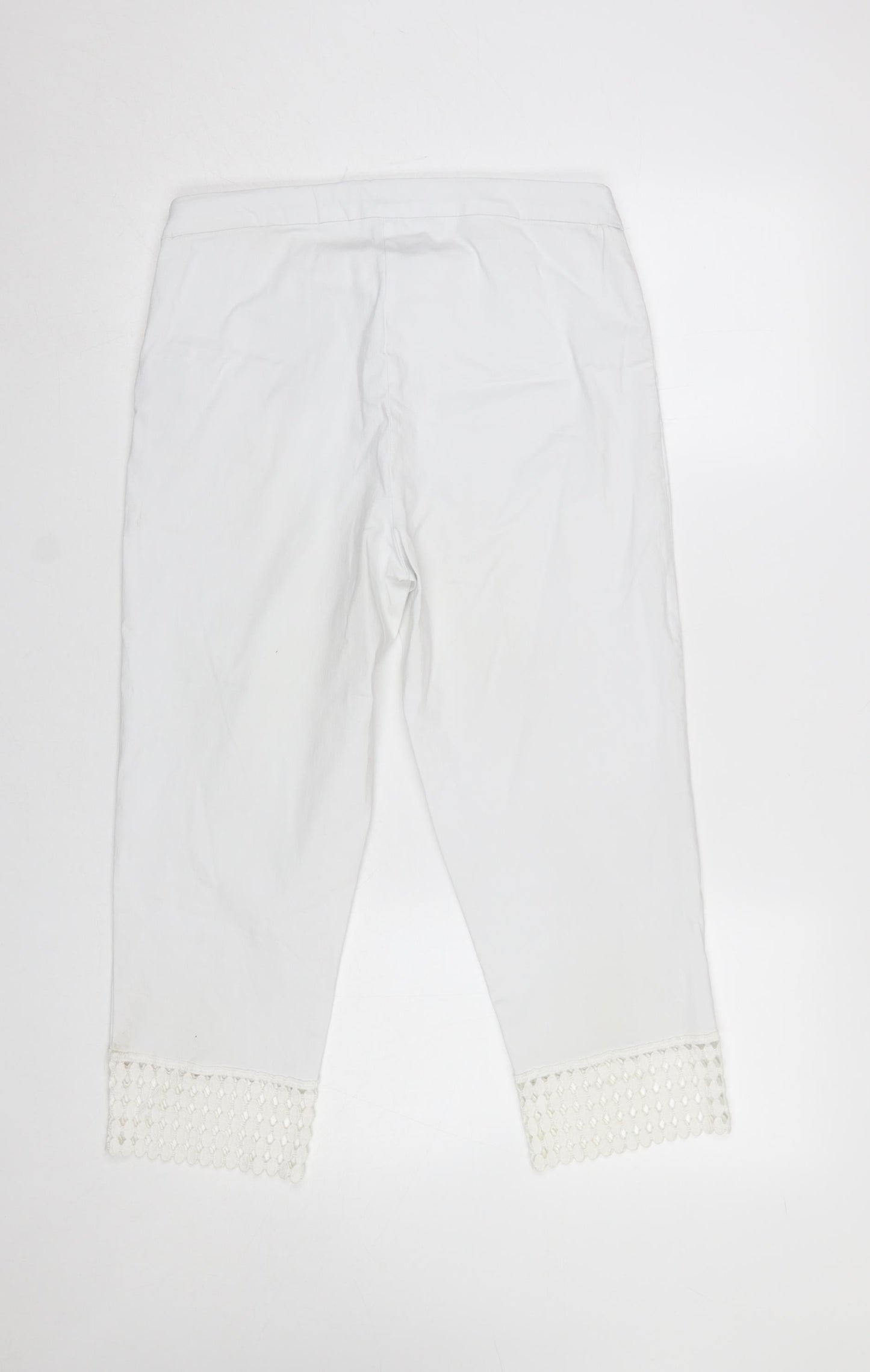 Zac & Rachel Women's White UK 12 Cropped Lace Hem Trousers