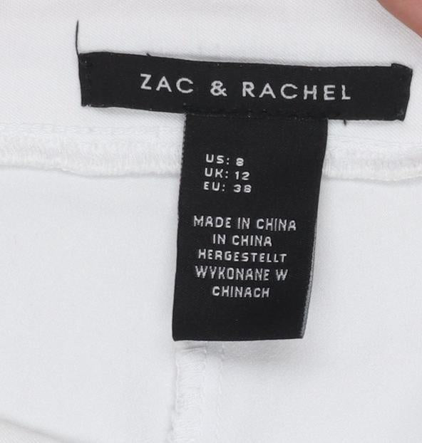 Zac & Rachel Women's White UK 12 Cropped Lace Hem Trousers
