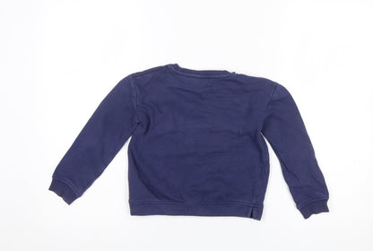 Close-up detail of Marks & Spencer boys’ blue 6-7 years pullover sweatshirt ‘the future is ours’ graphic
